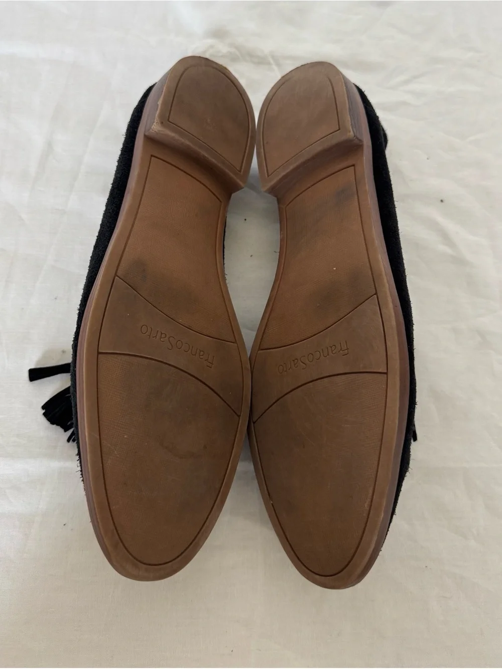 Franco Sarto Black Suede Tassel Loafers 8.5M